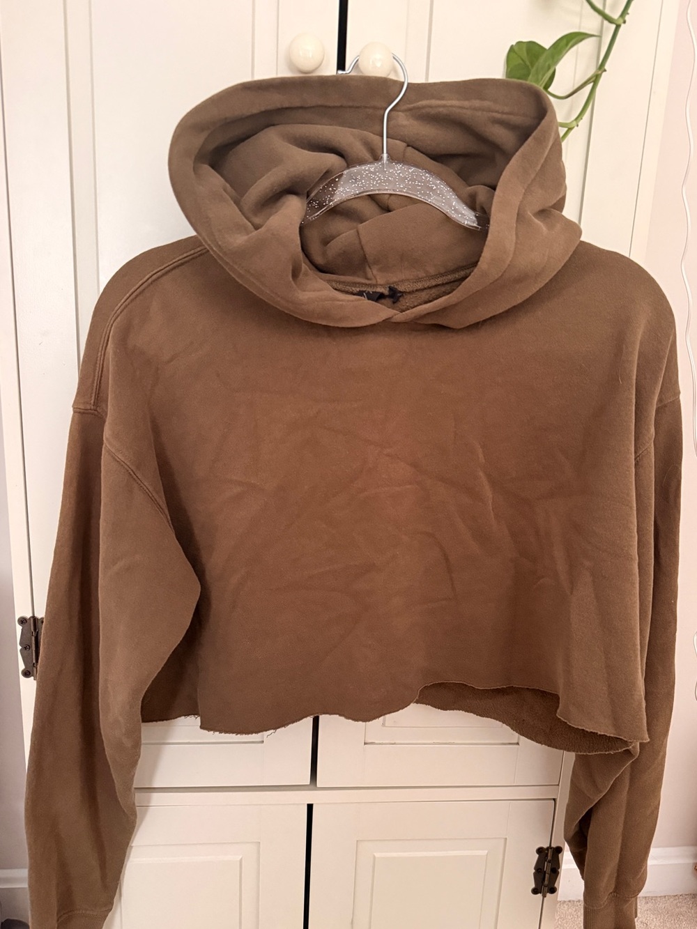 Urban Outfitters Out from under Cropped Hoodie in Olive - Size Small